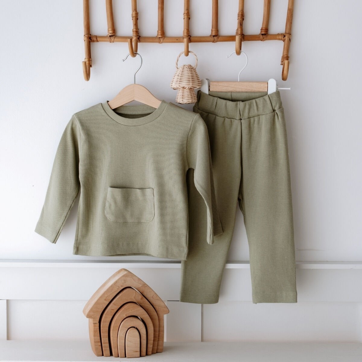 İkili Bebek Pijama Takımı - Nefti Yeşili