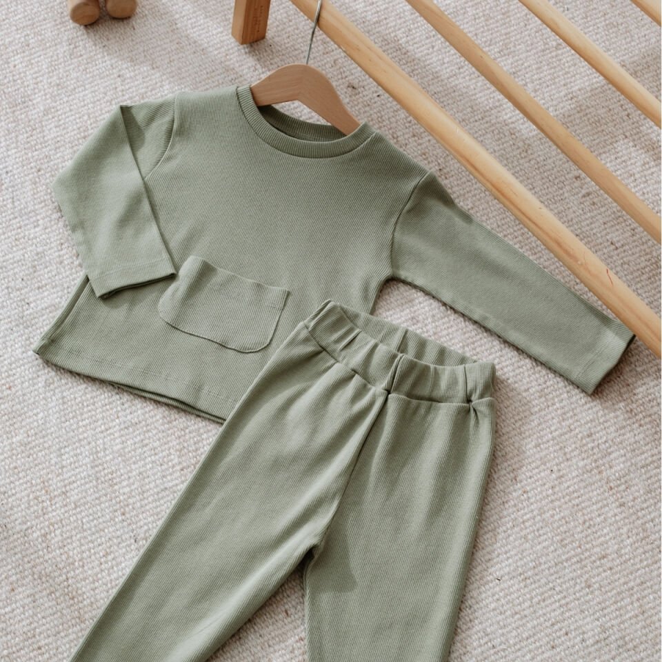 İkili Bebek Pijama Takımı - Nefti Yeşili